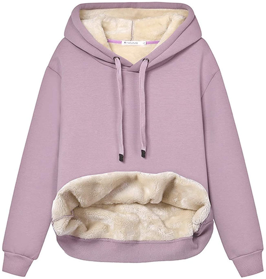 Haellun Womens Casual Winter Warm Fleece Sherpa Lined Pullover Hooded Sweatshirt Apparel & Accessories > Clothing > Activewear Kylie Max   