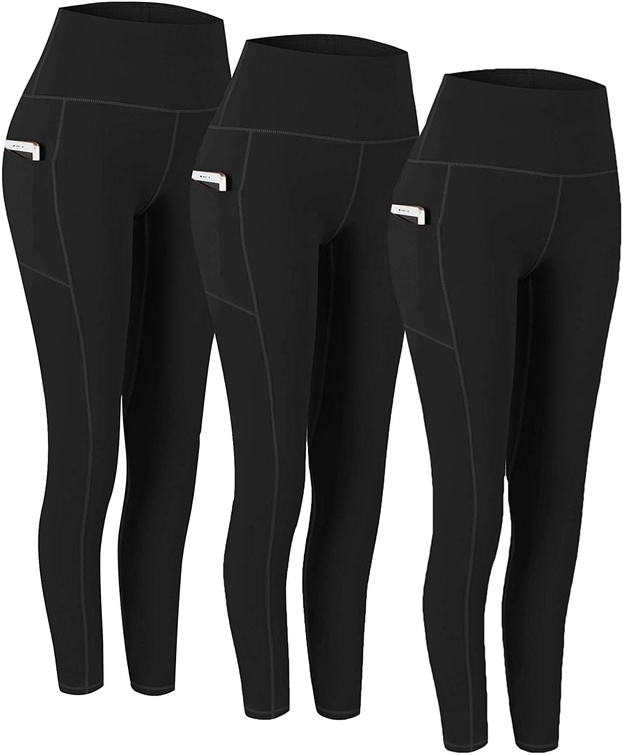 Fengbay 2 Pack High Waist Yoga Pants, Pocket Yoga Pants Tummy Control Workout Running 4 Way Stretch Yoga Leggings Apparel & Accessories > Clothing > Activewear Fengbay Black & Black & Black X-Large 