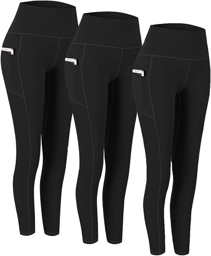 Fengbay 2 Pack High Waist Yoga Pants, Pocket Yoga Pants Tummy Control Workout Running 4 Way Stretch Yoga Leggings Apparel & Accessories > Clothing > Activewear Fengbay Black & Black & Black X-Large 