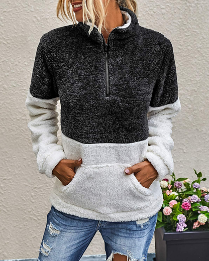 BTFBM Women Sherpa Pullover Quarter Zip Long Sleeve Fluffy Soft Fleece Jackets Sweaters Sweatshirts Hoodies Outwear Coat Apparel & Accessories > Clothing > Activewear Kylie Max   