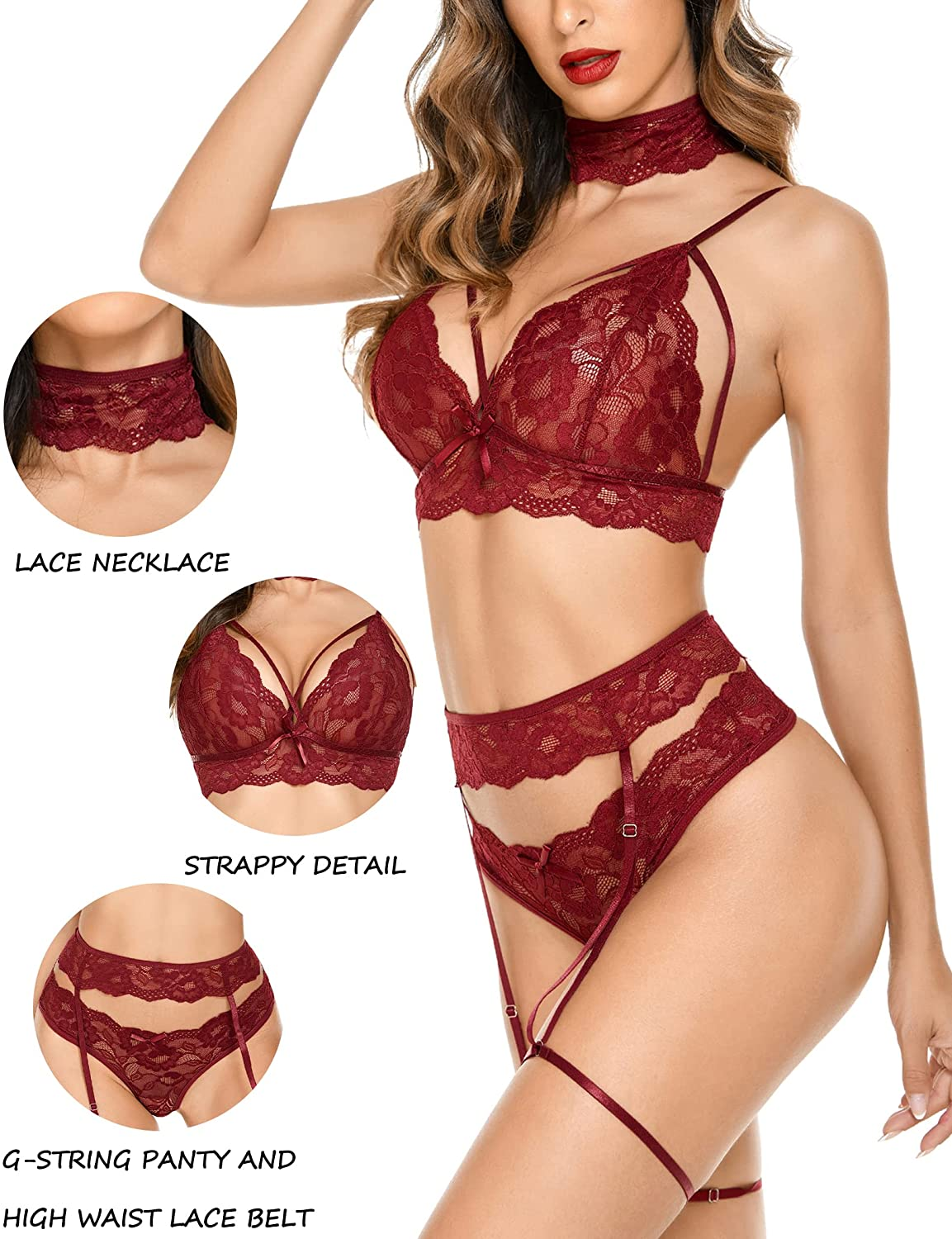 Avidlove Women Lingerie Set with Garter Belts Sexy Bra and Panty Set Lace Teddy Bodysuit Apparel & Accessories > Clothing > Underwear & Socks > Lingerie Avidlove   