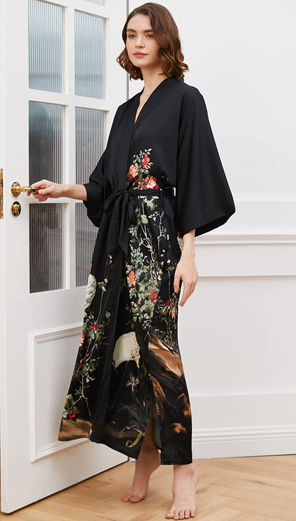 Ledamon Women'S Kimono Robe Long - Classic Pocket Floral Bathrobe Nightgown Apparel & Accessories > Clothing > Sleepwear & Loungewear > Robes Ledamon   