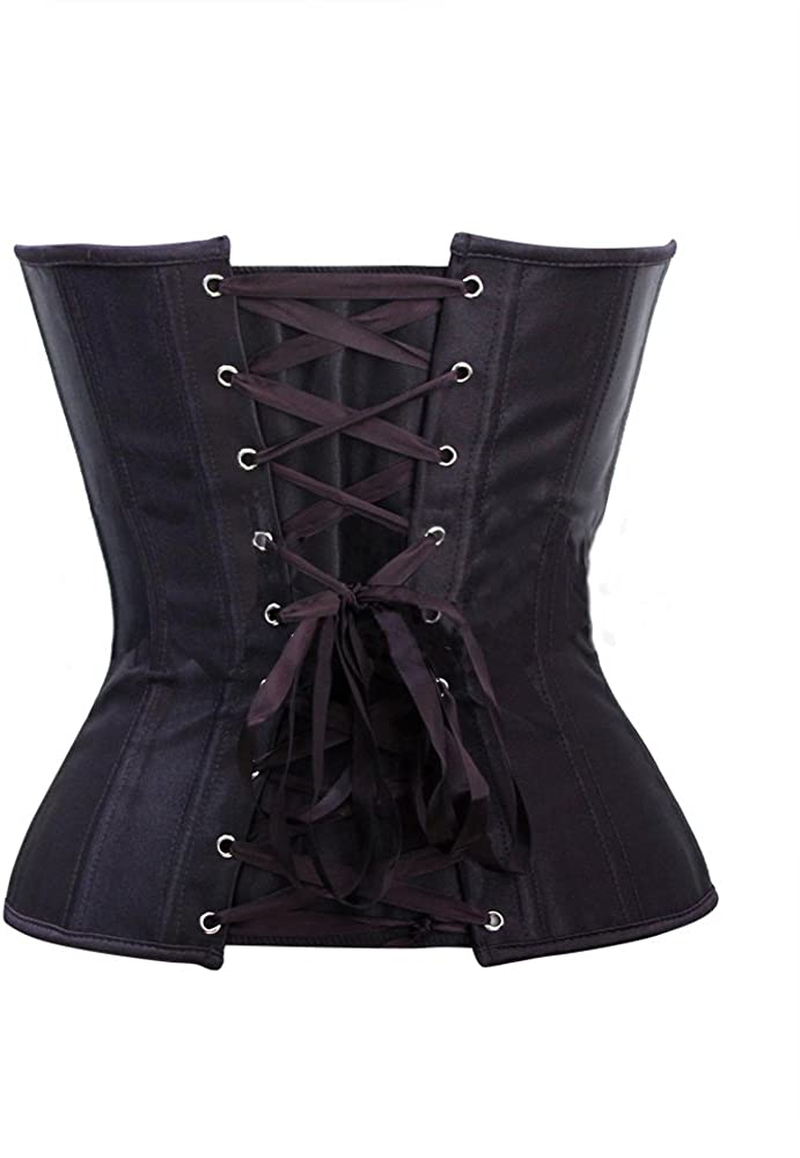 Chicastic Black Satin Sexy Strong Boned Corset Lace up Overbust Waist Cincher Bustier Bodyshaper Top - Also White & Red Apparel & Accessories > Clothing > Underwear & Socks > Lingerie Chicastic   