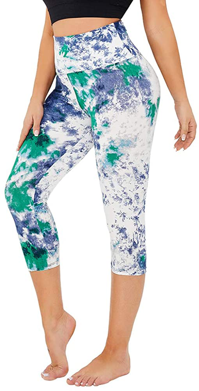 GAYHAY High Waisted Capri Leggings for Women - Soft Slim Tummy Control - Exercise Pants for Running Cycling Yoga Workout Apparel & Accessories > Clothing > Activewear GAYHAY Colorful Sky Small-Medium 