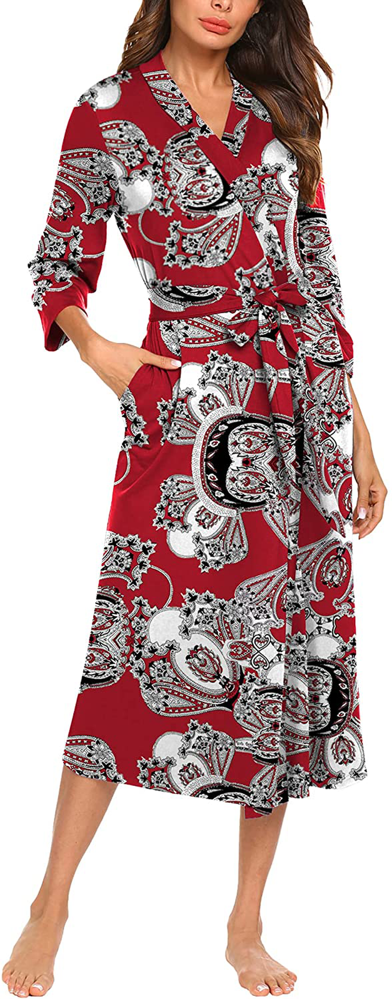 MAXMODA Women Kimono Robes Long Knit Bathrobe Soft Robe Casual Ladies Loungewear S-3XL Apparel & Accessories > Clothing > Sleepwear & Loungewear > Robes MAXMODA   
