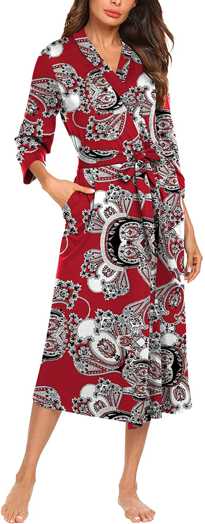 MAXMODA Women Kimono Robes Long Knit Bathrobe Soft Robe Casual Ladies Loungewear S-3XL Apparel & Accessories > Clothing > Sleepwear & Loungewear > Robes MAXMODA   