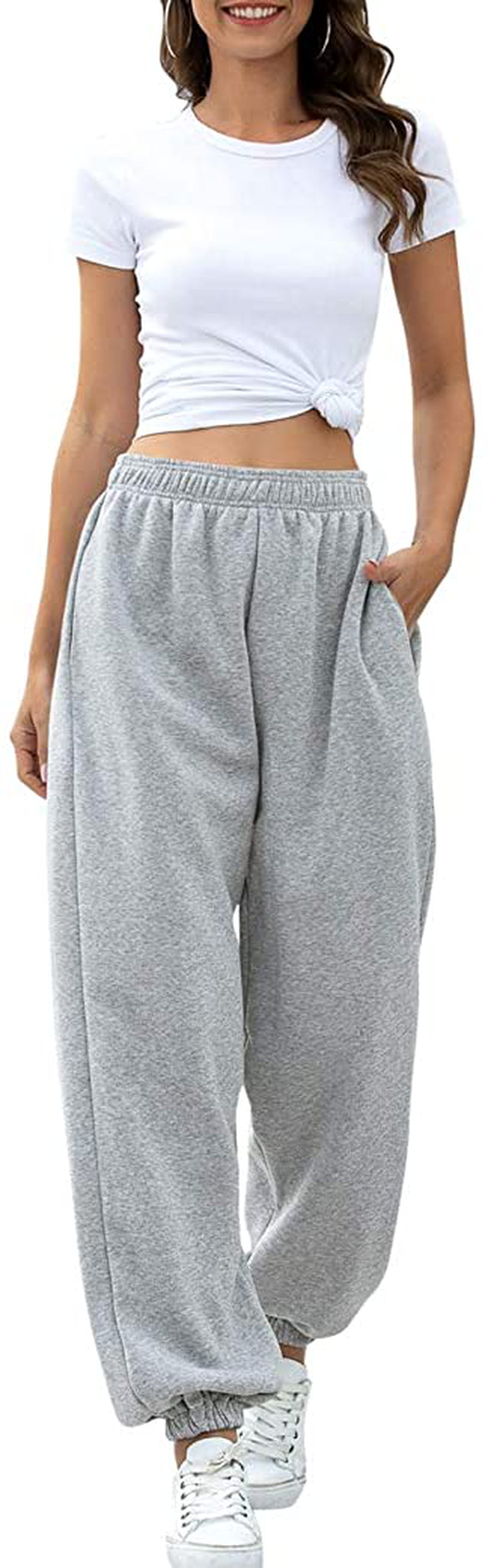 Hesayep Women'S High Waisted Sweatpants Workout Active Joggers Pants Baggy Lounge Bottoms Apparel & Accessories > Clothing > Activewear Kylie Max   