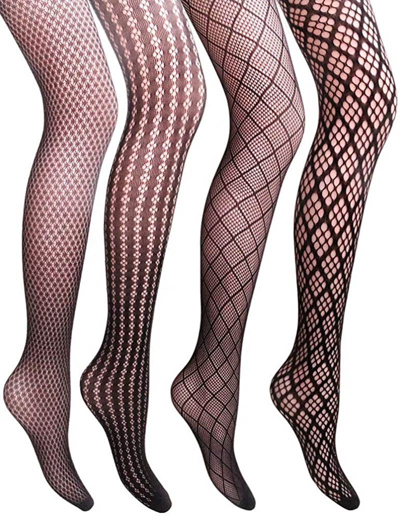 VERO MONTE Women Patterned Fishnets Tights Small Hole Thigh High Sexy Stockings Apparel & Accessories > Clothing > Underwear & Socks > Shapewear VERO MONTE Spring Fashion, Black, 4 Pairs 4 Styles ( Height: 5'5" - 5'11" / Weight: 100-180lbs ) 
