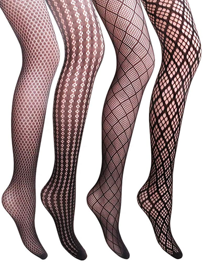 VERO MONTE Women Patterned Fishnets Tights Small Hole Thigh High Sexy Stockings Apparel & Accessories > Clothing > Underwear & Socks > Shapewear VERO MONTE Spring Fashion, Black, 4 Pairs 4 Styles ( Height: 5'5" - 5'11" / Weight: 100-180lbs ) 