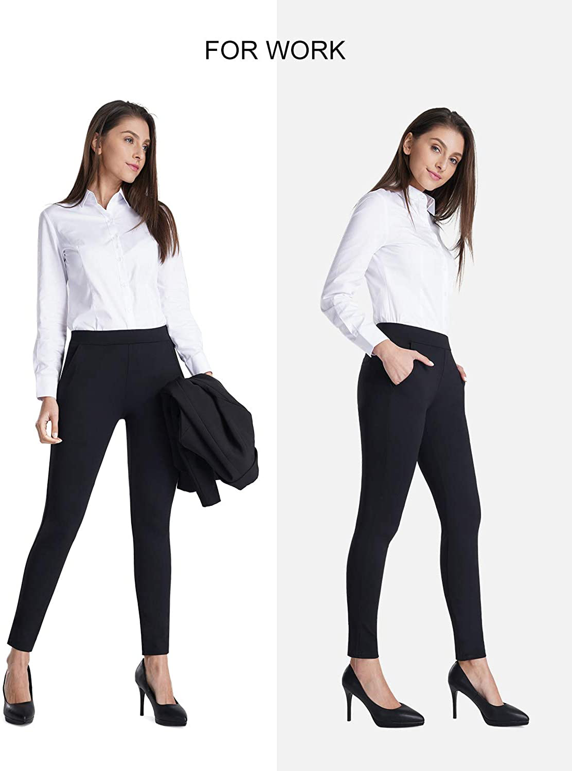 Bamans Women's Skinny Leg Work Pull on Slim Stretch Yoga Dress Pants w/Tummy Control Apparel & Accessories > Clothing > Activewear Bamans   