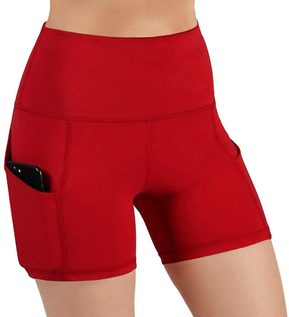 Burband Womens High Waist Bike Shorts Tummy Control Workout Yoga Pants Running Exercise Running Shorts with Side Pockets Apparel & Accessories > Clothing > Underwear & Socks > Shapewear Burband   