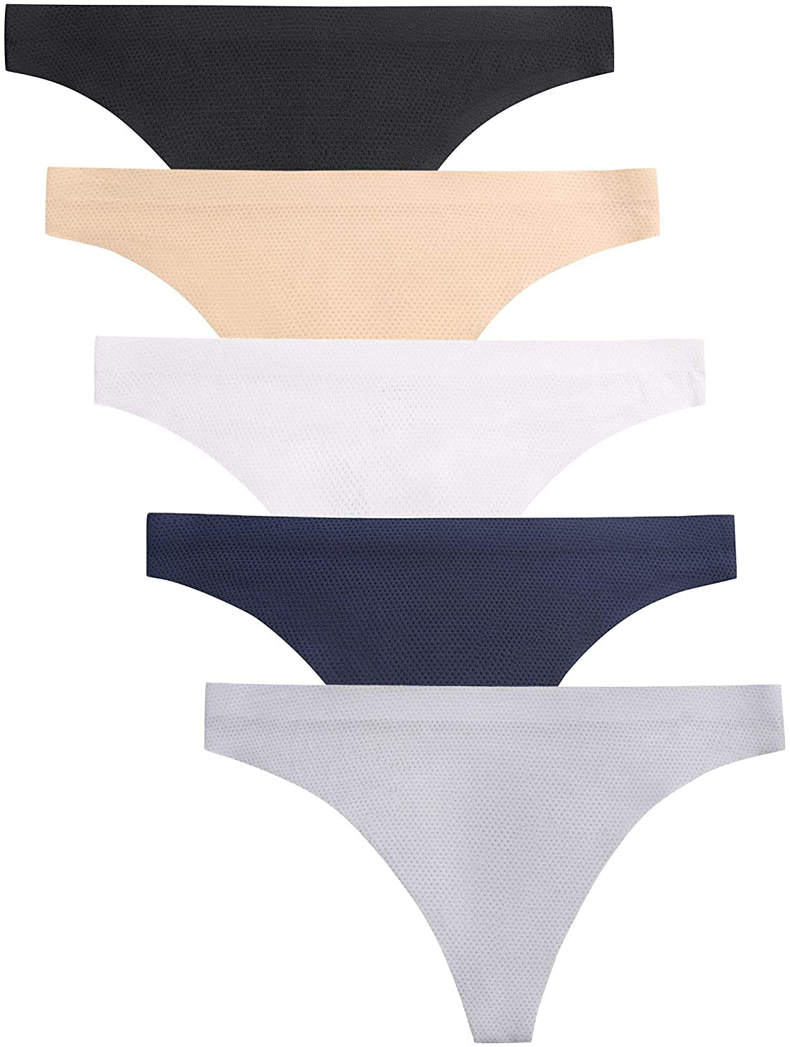 VOENXE Seamless Thongs for Women No Show Thong Underwear Women 5-10 Pack Apparel & Accessories > Clothing > Underwear & Socks > Underwear VOENXE C-5 Pack Basics Large 