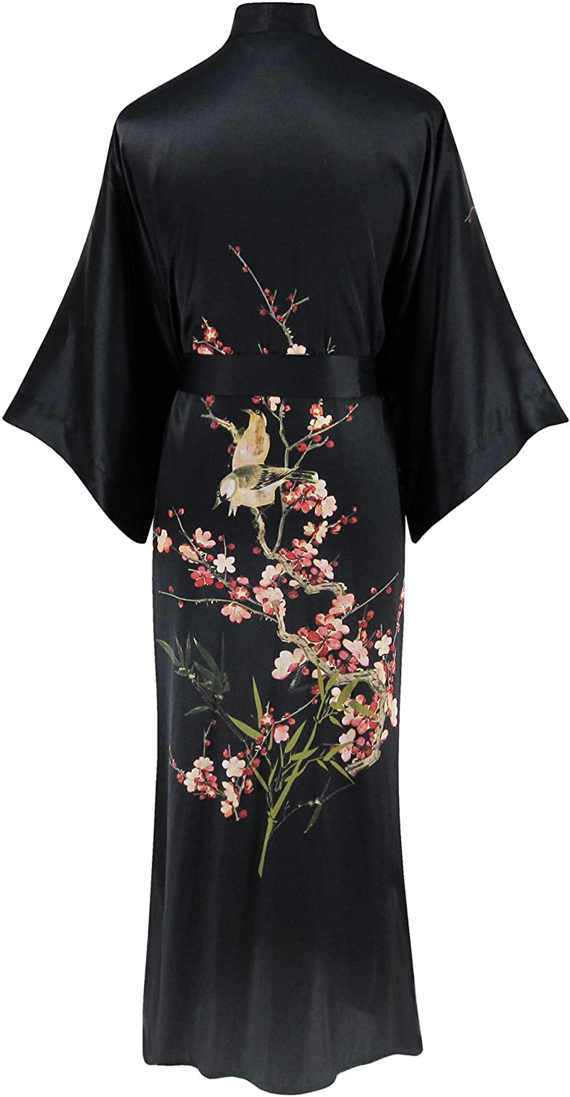 Ledamon Women'S 100% Silk Kimono Long Robe - Classic Colors and Prints Apparel & Accessories > Clothing > Sleepwear & Loungewear > Robes Ledamon   
