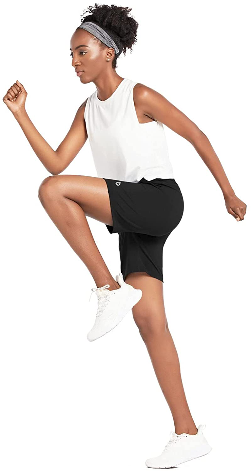 BALEAF Women'S 7" Athletic Long Shorts High Waisted Running Bermuda Shorts with Pockets Apparel & Accessories > Clothing > Shorts Kylie Max   