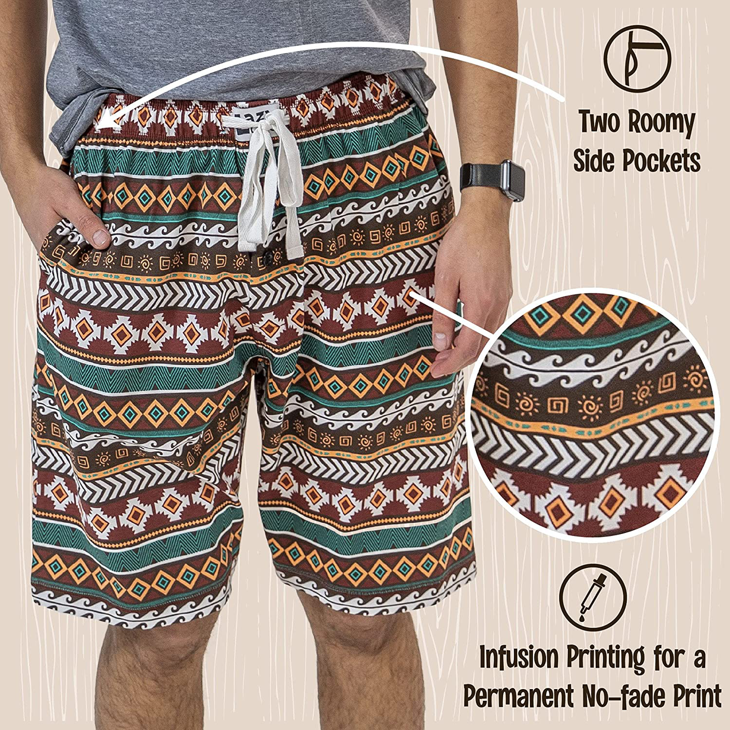 Lazy One Pajama Shorts for Men, Men'S Separate Bottoms, Cotton Loungewear Apparel & Accessories > Clothing > Sleepwear & Loungewear > Pajamas Kylie Max   