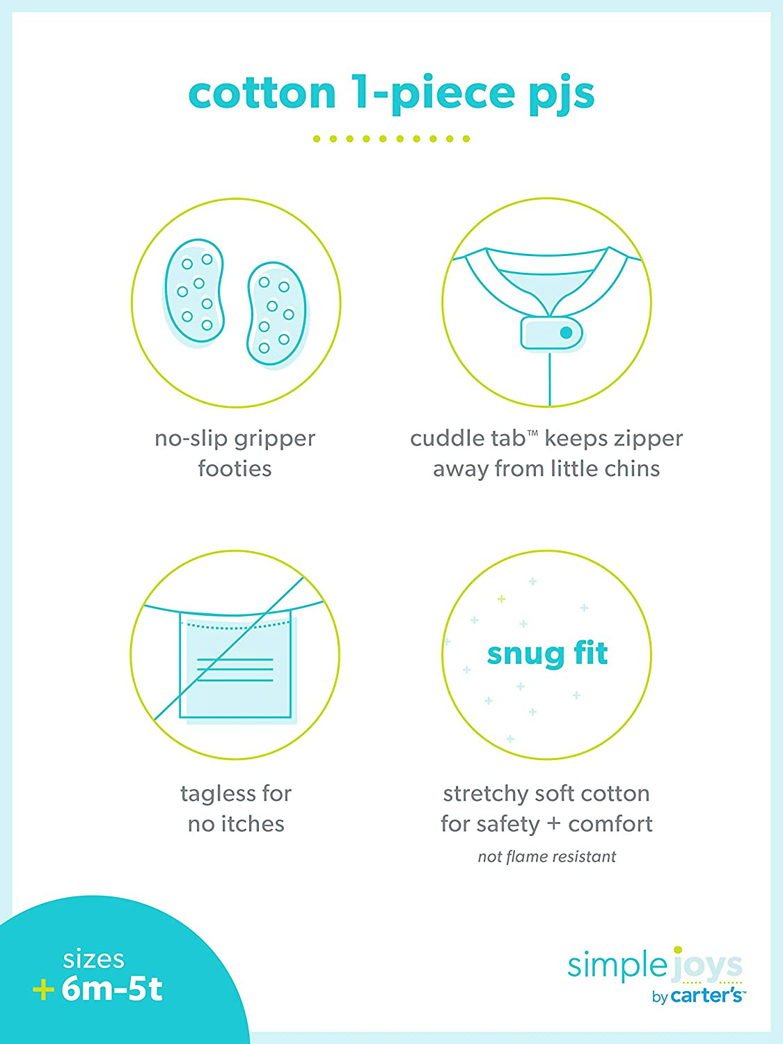 Simple Joys by Carter'S Toddler and Baby Boys' Snug Fit Footed Cotton Pajamas, Pack of 3 Apparel & Accessories > Clothing > Sleepwear & Loungewear > Pajamas Kylie Max   