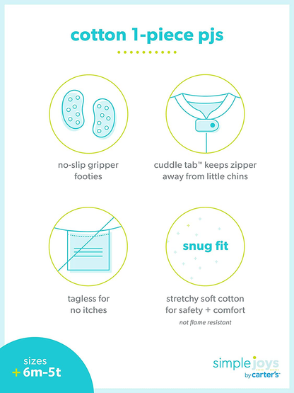 Simple Joys by Carter'S Toddler and Baby Boys' Snug Fit Footed Cotton Pajamas, Pack of 3 Apparel & Accessories > Clothing > Sleepwear & Loungewear > Pajamas Kylie Max   