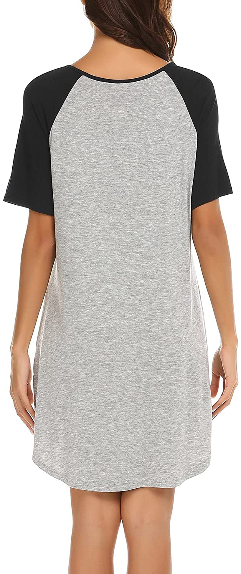 Ekouaer Short Sleeve Nightgown Raglan Sleepshirt Color Block Nightshirt Lounge Dress Casual Sleepwear for Women Apparel & Accessories > Clothing > Sleepwear & Loungewear > Nightgowns Kylie Max   