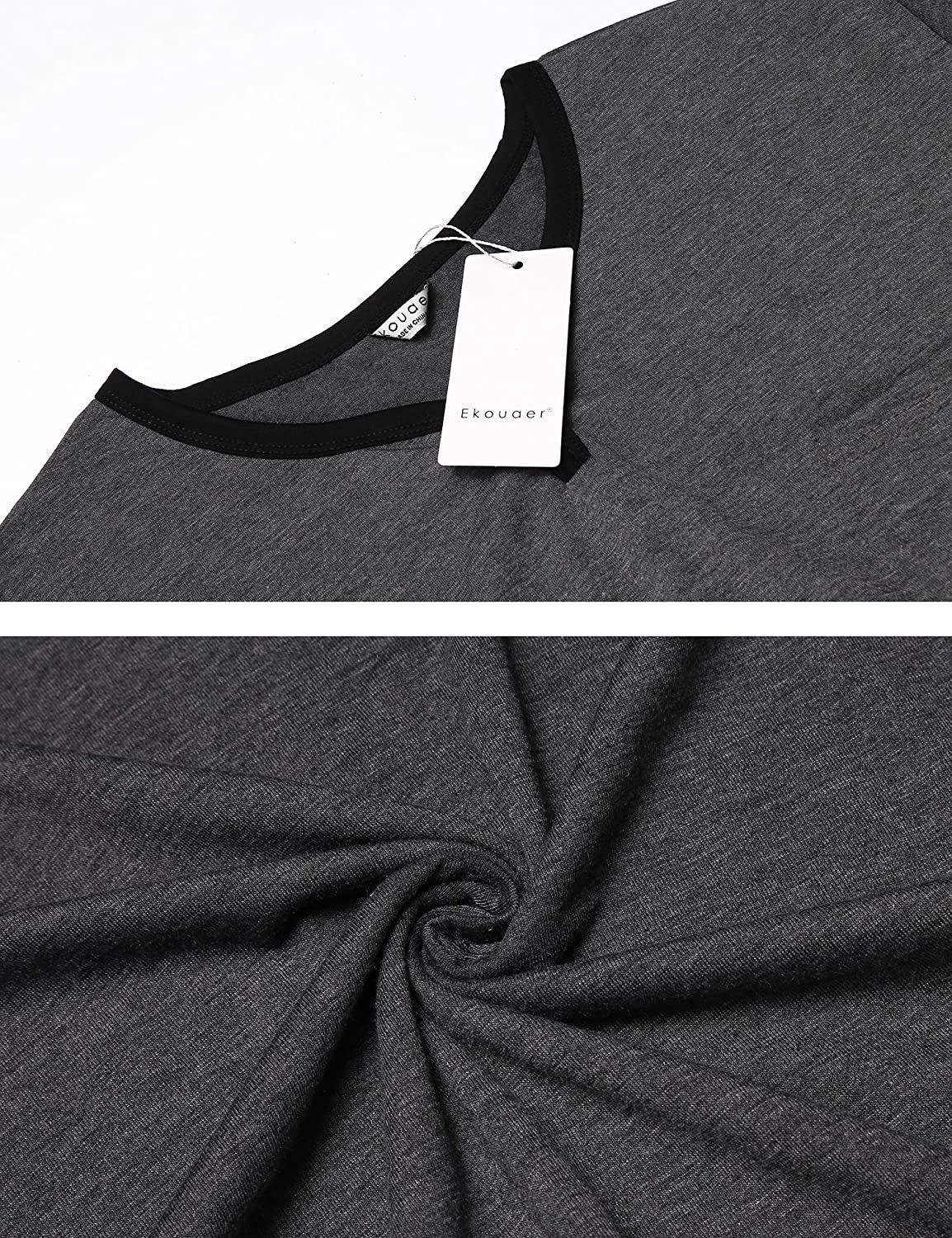 Ekouaer Men'S Nightshirt Nightwear Comfy Big&Tall Short Sleeve Henley Sleep Shirt Apparel & Accessories > Clothing > Sleepwear & Loungewear > Nightgowns Kylie Max   