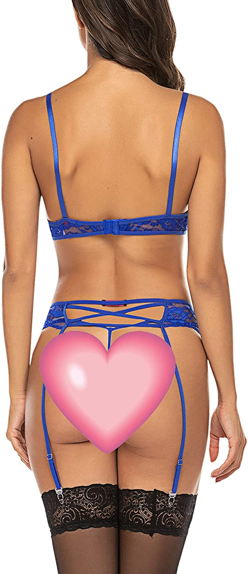 Avidlove Sexy Lingerie for Women Lingerie Set with Garter Belts Lace Teddy Babydoll Bodysuit Nightwear Outfit Apparel & Accessories > Clothing > Underwear & Socks > Lingerie Avidlove   