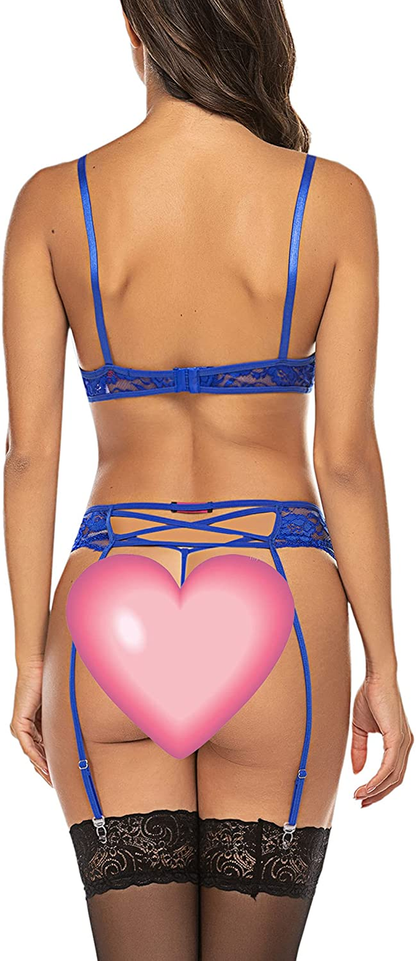 Avidlove Sexy Lingerie for Women Lingerie Set with Garter Belts Lace Teddy Babydoll Bodysuit Nightwear Outfit Apparel & Accessories > Clothing > Underwear & Socks > Lingerie Avidlove   