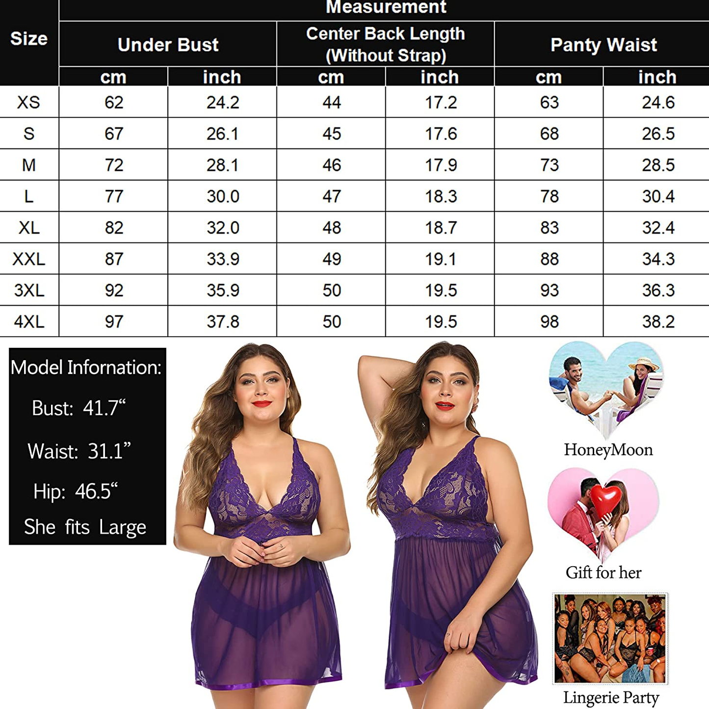 Avidlove Women Lingerie Lace Babydoll Strap Chemise Halter Teddy V Neck Sleepwear Apparel & Accessories > Clothing > Underwear & Socks > Lingerie Avidlove   