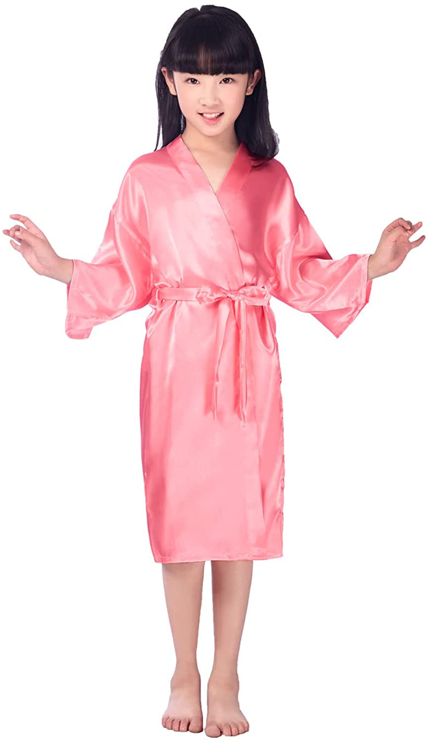 Children'S Silk Stain Pure Kimono Wedding Dressing Gown Kimono Robes Bridal Lingerie Sleepwear Apparel & Accessories > Clothing > Sleepwear & Loungewear > Robes Yesky Watermelon 14 