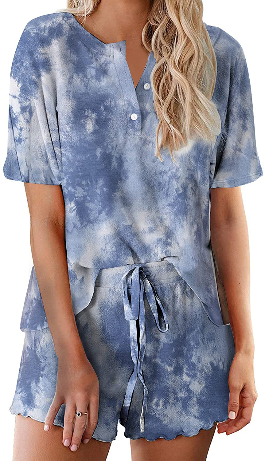Ekouaer Tie Dye Pajamas Set Womens Loungewear Sleepwear 2 Piece PJ Sets Apparel & Accessories > Clothing > Sleepwear & Loungewear > Pajamas Ekouaer Beautiful 3 Medium 