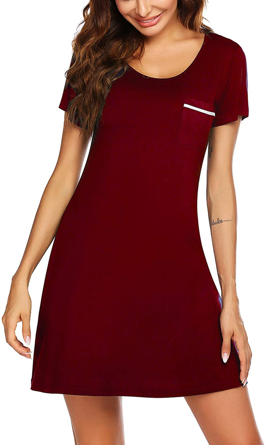 Ekouaer Women Sleepshirt Short Sleeve T-Shirt Nightgowns Night Shirt Comfy Sleep Loungewear round Neck Nightshirt Soft S-XXL Apparel & Accessories > Clothing > Sleepwear & Loungewear > Nightgowns Kylie Max   
