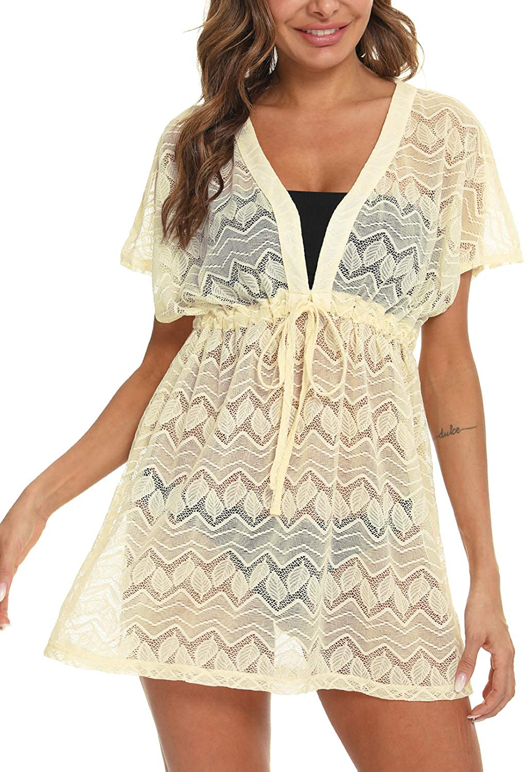 EISHOPEER Women'S Bathing Suit Cover Ups Sexy Swimwear Lace Beach Bikini Cover-Ups Apparel & Accessories > Clothing > Swimwear Kylie Max   