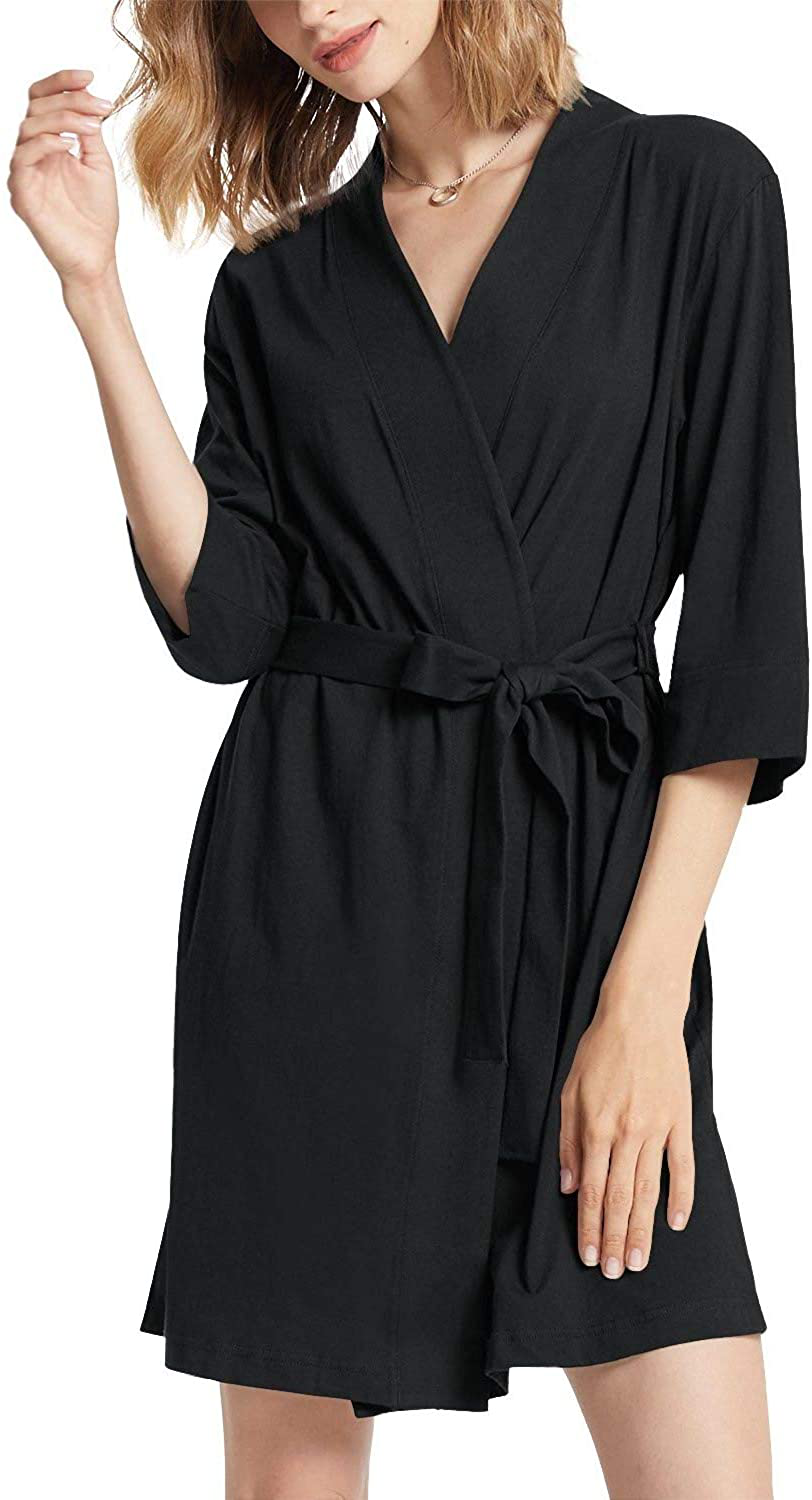 SIORO Womens Cotton Robe Kimono Lightweight Robes Short Knit Bathrobe Soft House Sleepwear Ladies Loungewear XS-3XL Apparel & Accessories > Clothing > Sleepwear & Loungewear > Robes KYLIE MAX   