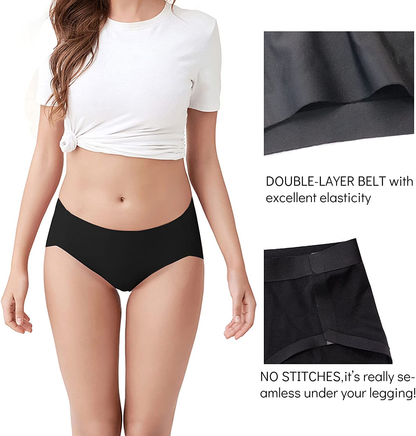 Fallsweet No Show Underwear for Women Seamless High Cut Briefs Mid-Waist Soft No Panty Lines,Pack of 5 Apparel & Accessories > Clothing > Underwear & Socks > Underwear FallSweet   
