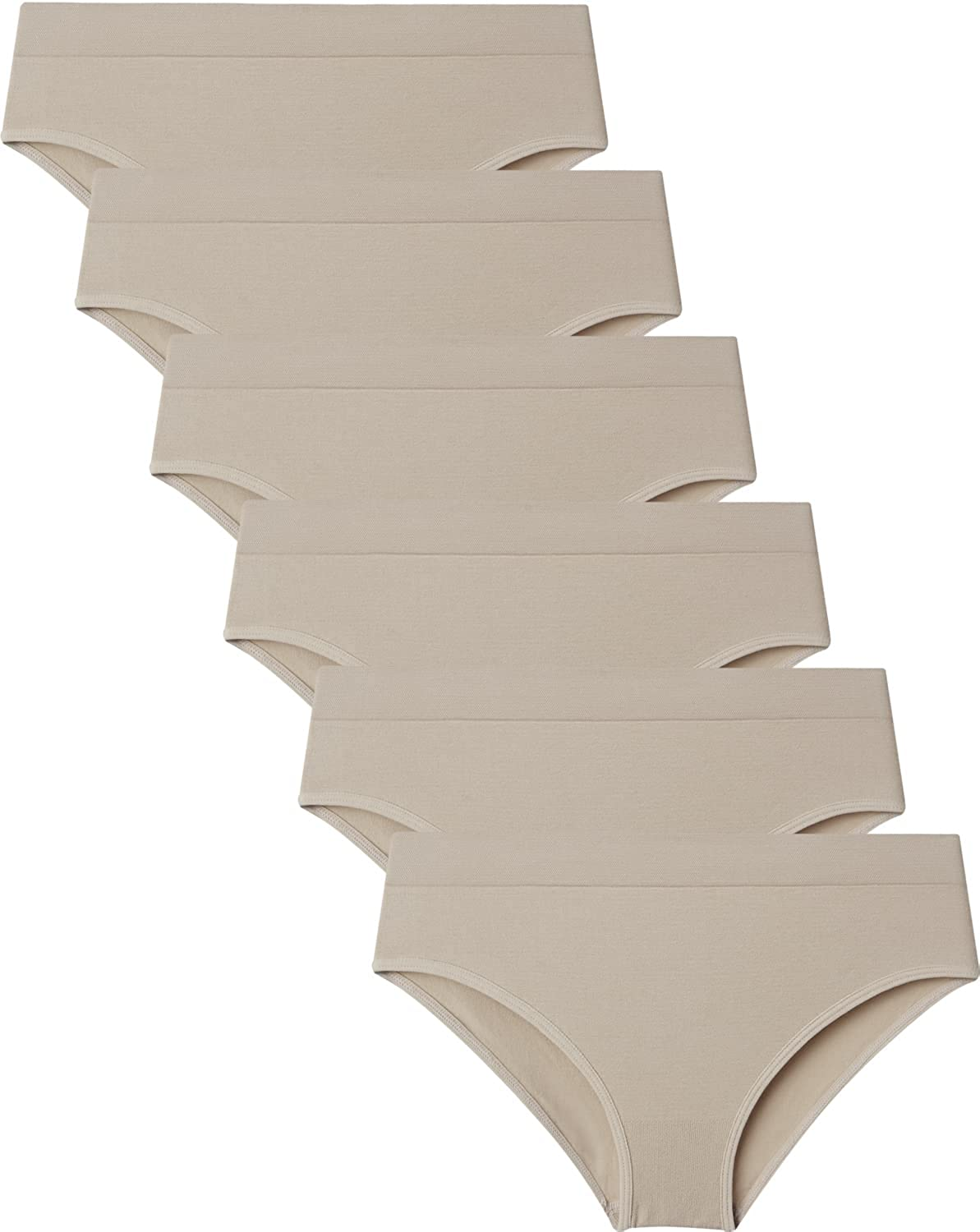 Areke Womens Bikini Panties Seamless Underwear, Soft Stretch Cheekini Hipster Briefs 6 Pack  Areke Nude 6pack Medium 