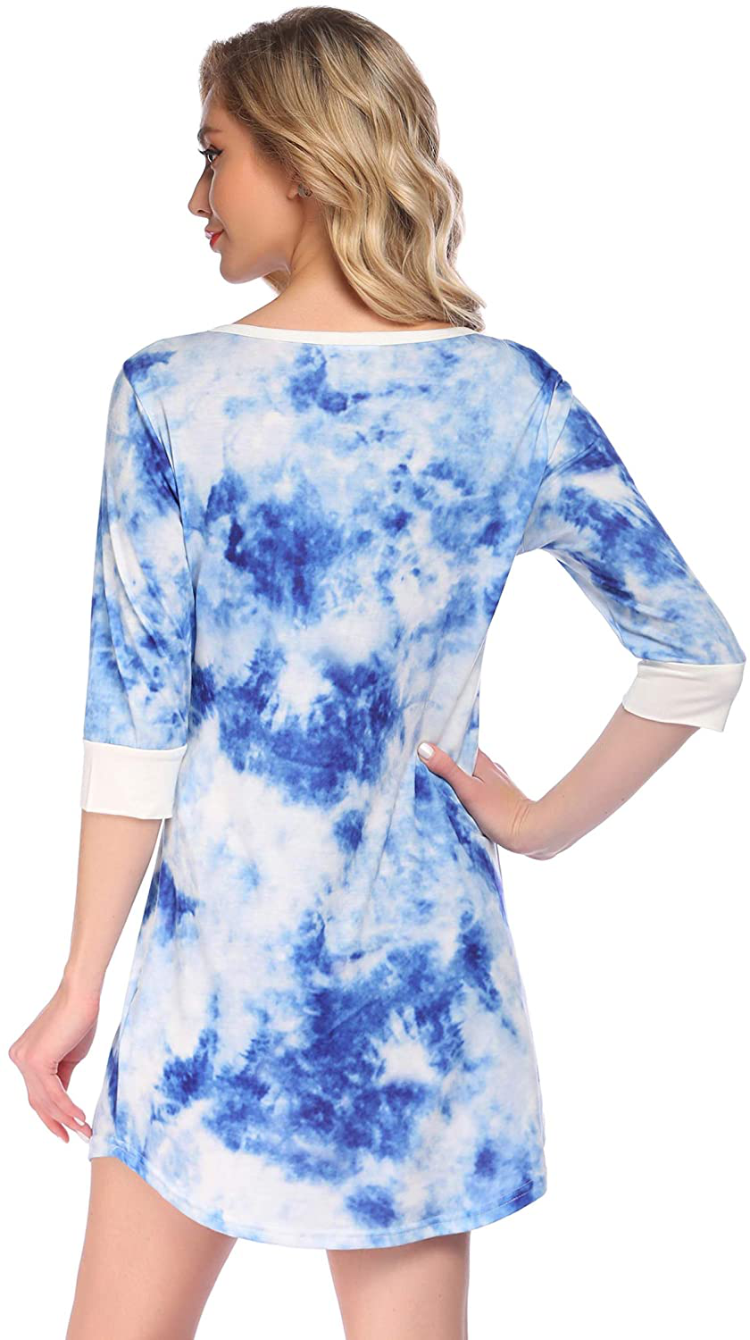 Ekouaer Women'S Nightgown Sleep Nightshirt Sleepshirt Button down Pajama Dress Sleepwear Apparel & Accessories > Clothing > Sleepwear & Loungewear > Nightgowns Kylie Max   