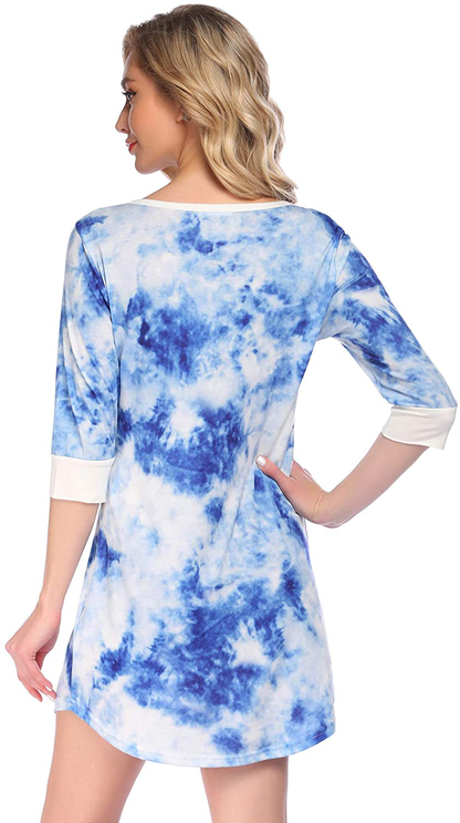 Ekouaer Women'S Nightgown Sleep Nightshirt Sleepshirt Button down Pajama Dress Sleepwear Apparel & Accessories > Clothing > Sleepwear & Loungewear > Nightgowns Kylie Max   