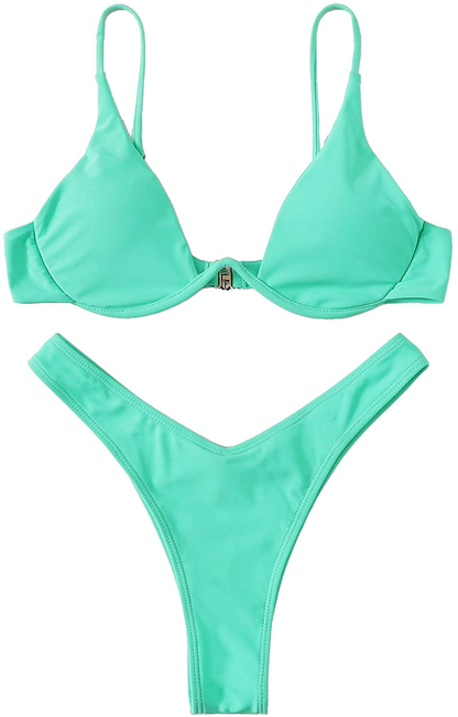 Verdusa Women'S Sexy Triangle Bathing Two Pieces Swimsuit Bikini Set Apparel & Accessories > Clothing > Underwear & Socks > Underwear Verdusa Turquoise Small 