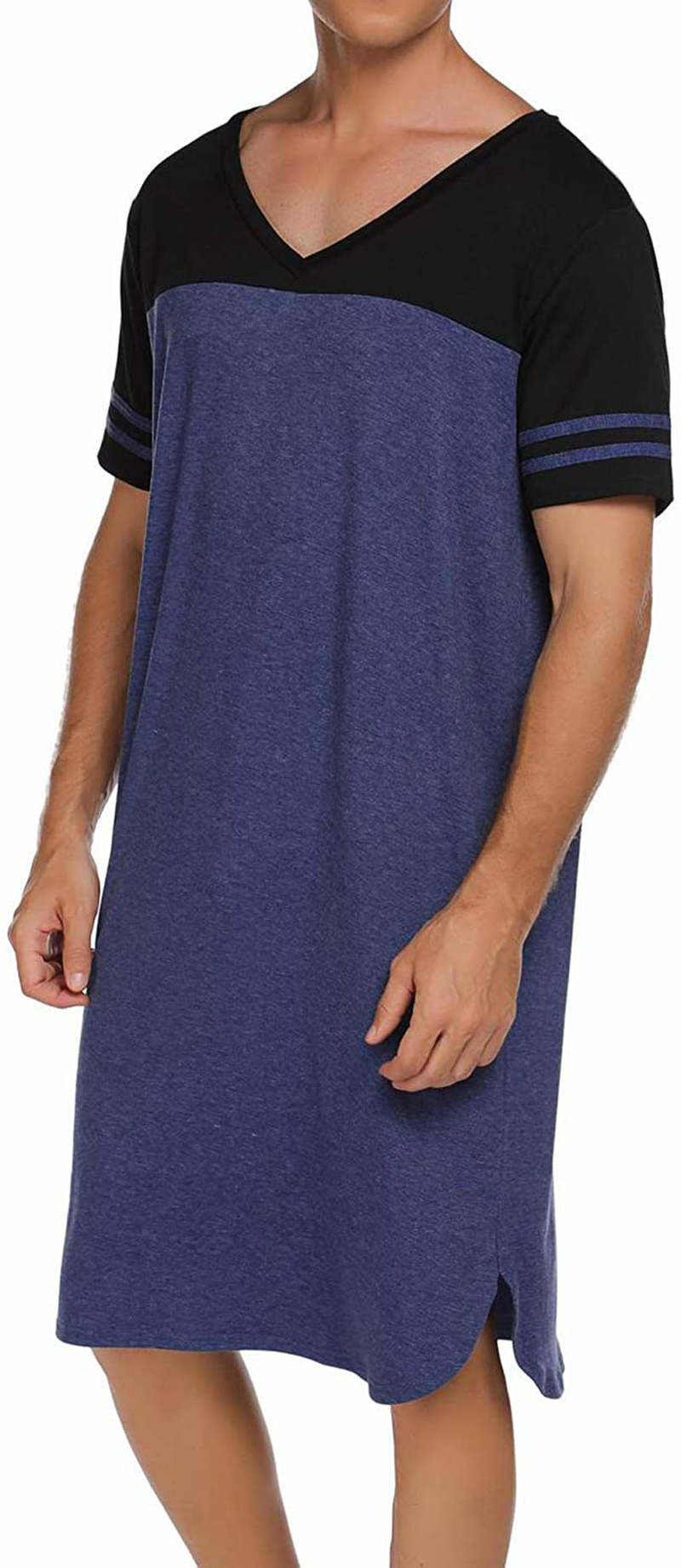 Ekouaer Nightgowns Mens V Neck Long Sleeve Sleepwear Big&Tall Pajama Sleeping Wear Loungewear Nightshirts M-XXXL Apparel & Accessories > Clothing > Sleepwear & Loungewear > Nightgowns Kylie Max   