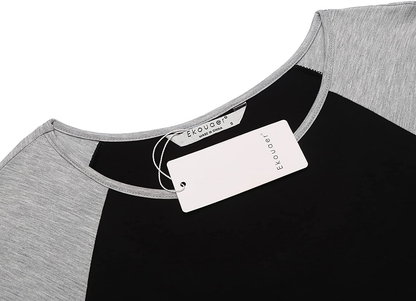 Ekouaer Short Sleeve Nightgown Raglan Sleepshirt Color Block Nightshirt Lounge Dress Casual Sleepwear for Women Apparel & Accessories > Clothing > Sleepwear & Loungewear > Nightgowns Kylie Max   