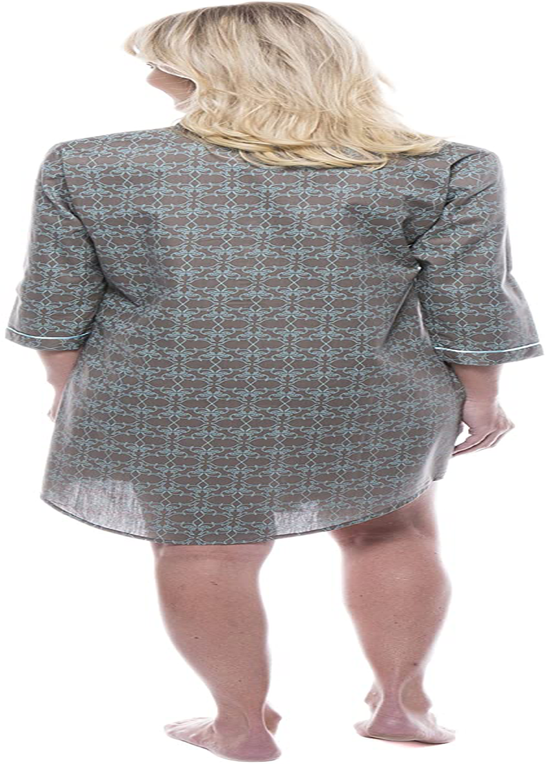 Noble Mount Women'S 100% Cotton Poplin Long Sleeve Tunic Sleep Shirt Apparel & Accessories > Clothing > Sleepwear & Loungewear > Nightgowns Kylie Max   
