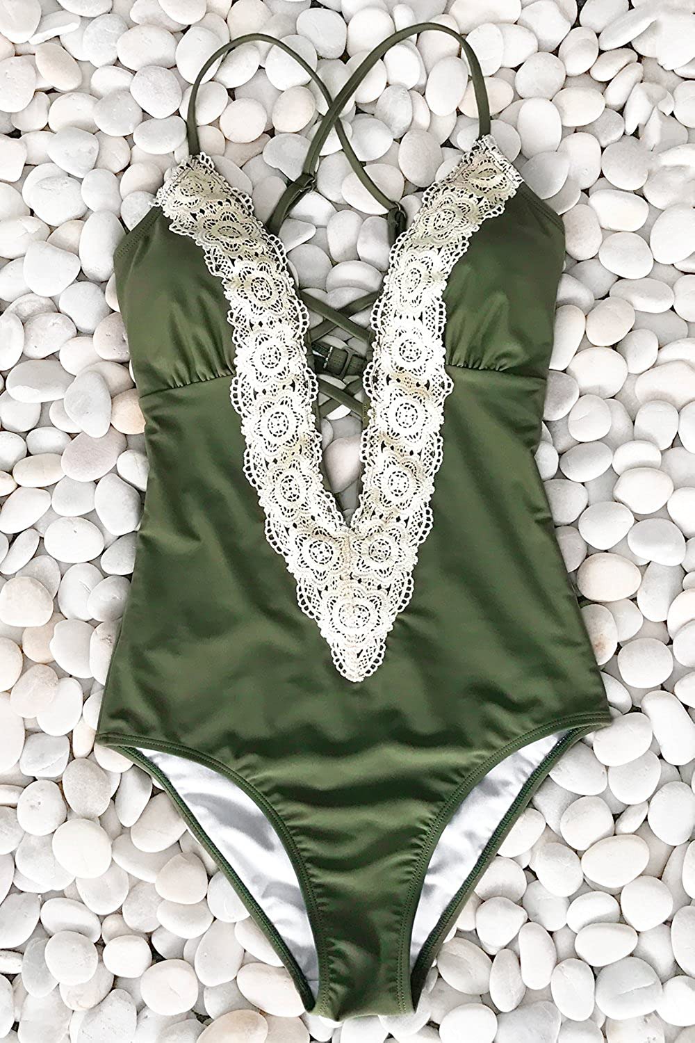 CUPSHE Women'S Ladies Vintage Lace Bikini Sets Beach Swimwear Bathing Suit Apparel & Accessories > Clothing > Swimwear Kylie Max   