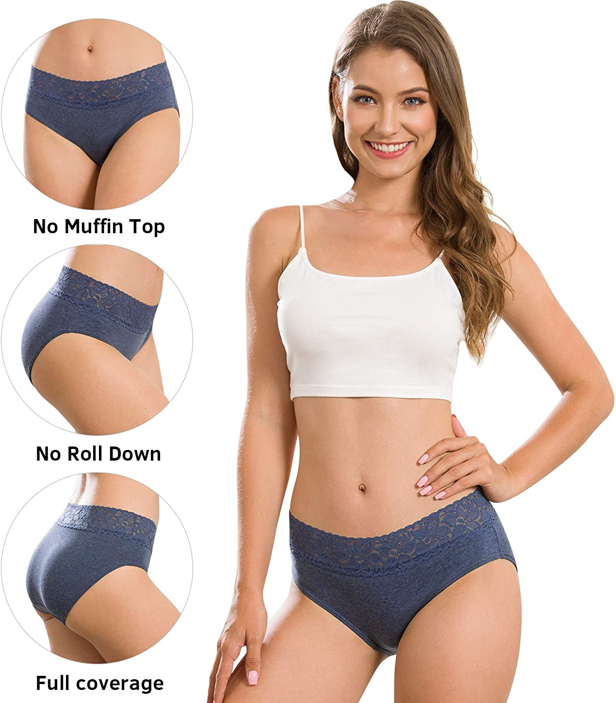 Cotton Hipster Panties for Women Lace Hiphugger Panties Bikini Underwear Pack Apparel & Accessories > Clothing > Underwear & Socks > Underwear Altheanray   