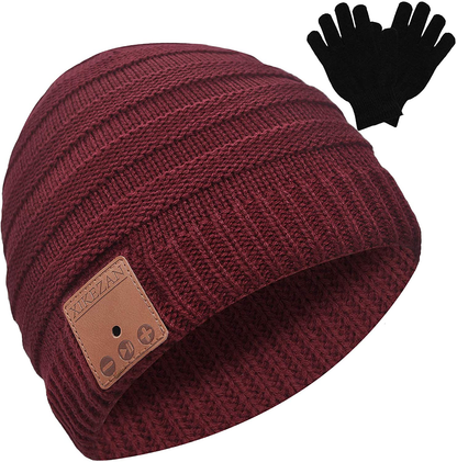 Bluetooth Beanie Novelty Headwear Christmas Stocking Stuffer Gifts for Men Women Arts & Entertainment > Party & Celebration > Gift Giving XIKEZAN Dark Red  