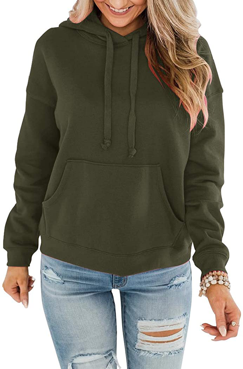 Bingerlily Women'S Casual Hoodies Long Sleeve Solid Lightweight Pullover Tops Loose Sweatshirt with Pocket Apparel & Accessories > Clothing > Activewear Kylie Max   