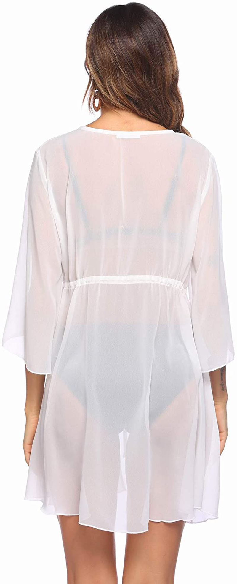 Ekouaer Cover up Women Bathing Suit Coverups Short Swim Cardigan Chiffon Pool Kimino Sheer Bikini Beachdress Apparel & Accessories > Clothing > Swimwear Kylie Max   