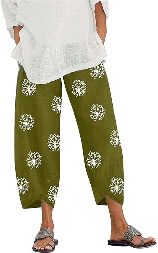 Burband Womens Thai Pants Bohemian Yoga High Waist Harem Pants Flowy Floral Print Wide Leg Palazzo Lounge Trousers Apparel & Accessories > Clothing > Underwear & Socks > Shapewear Burband   