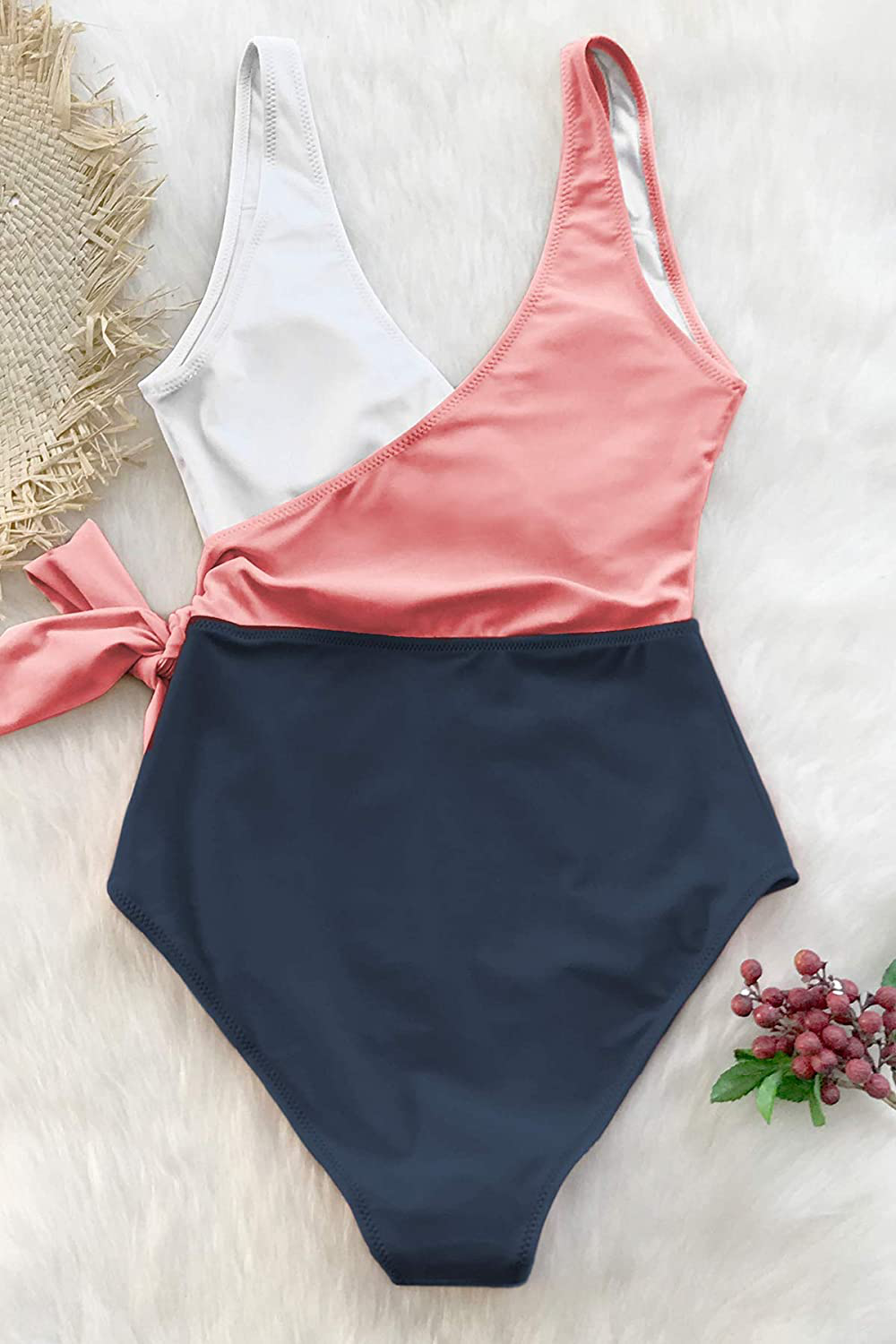 CUPSHE Women'S One Piece Swimsuit Wrap Color Block Tie Side Bathing Suit Apparel & Accessories > Clothing > Swimwear Kylie Max   