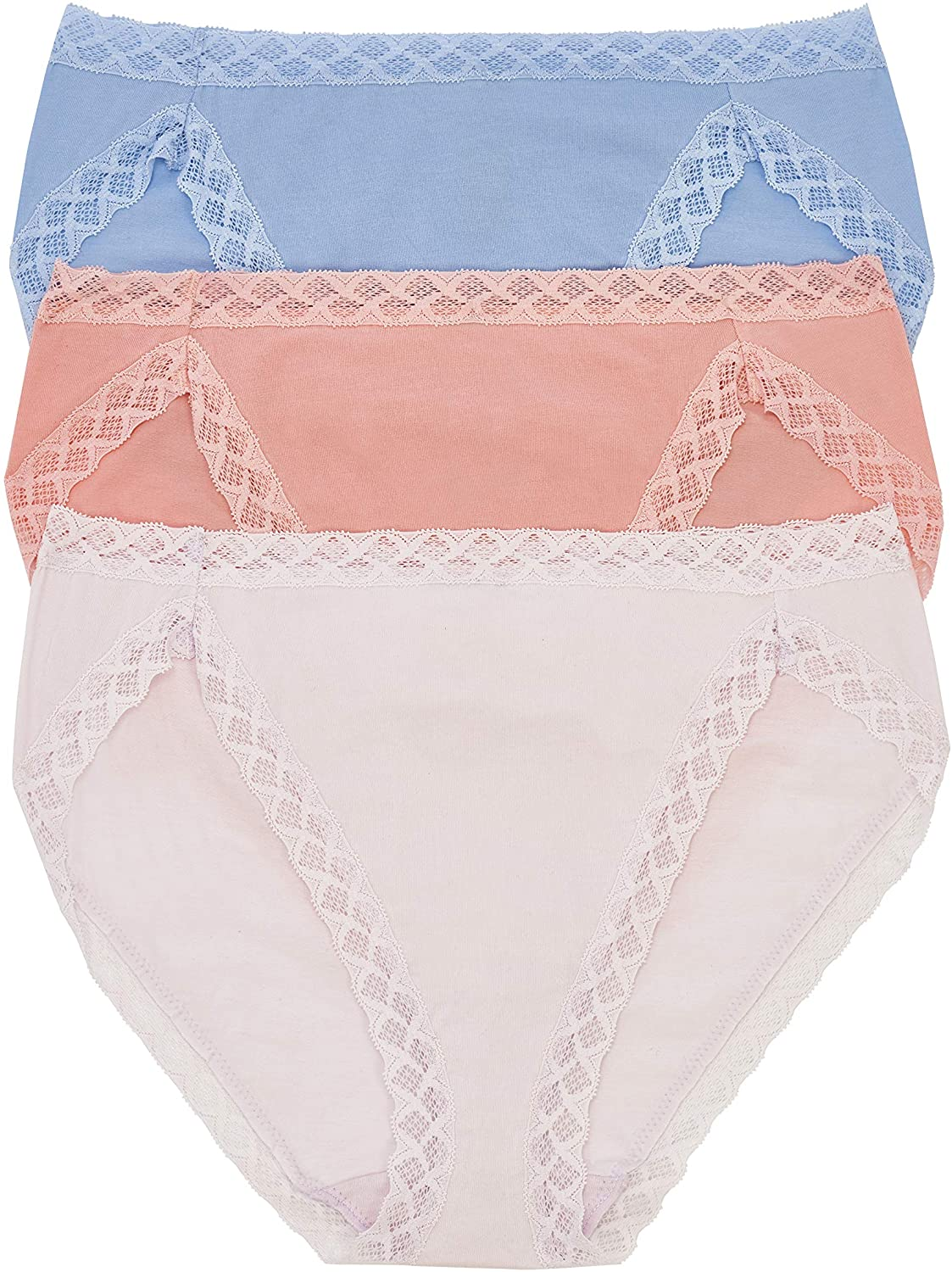 Natori Womens Bliss French Cut Panty Apparel & Accessories > Clothing > Underwear & Socks > Underwear Natori Ocean Mist/Peach Pink/Pale Peony (3 Pack) XX-Large 