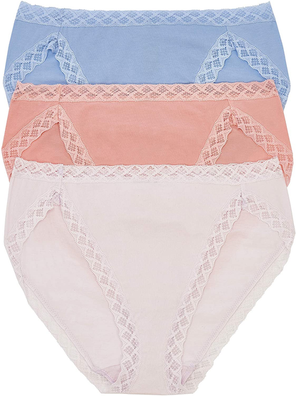 Natori Womens Bliss French Cut Panty Apparel & Accessories > Clothing > Underwear & Socks > Underwear Natori Ocean Mist/Peach Pink/Pale Peony (3 Pack) XX-Large 