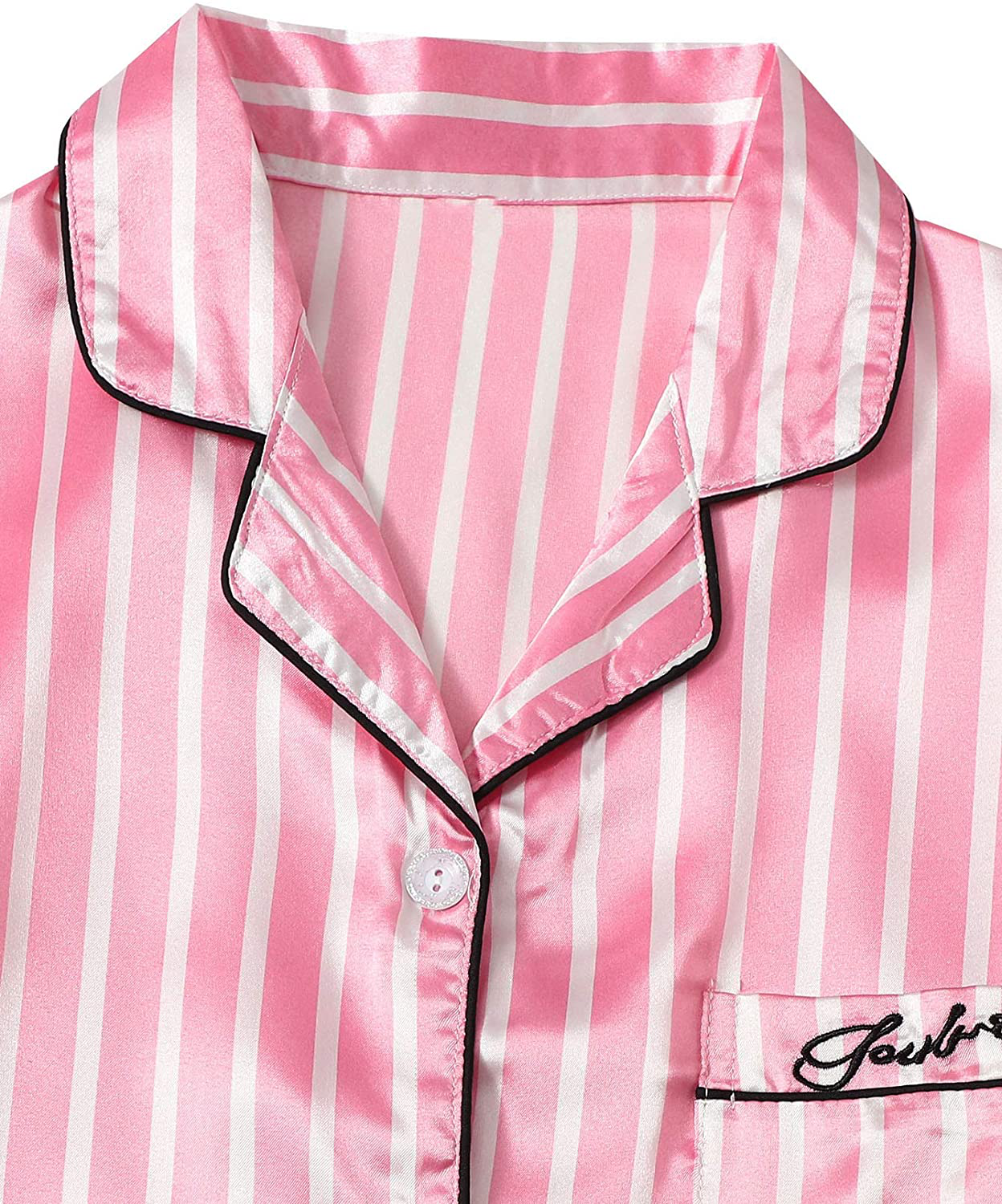 WDIRARA Women'S Silk Satin Pajama Set 4 Pieces Sleepwear Loungewear Pj Sets Apparel & Accessories > Clothing > Sleepwear & Loungewear Kylie Max   