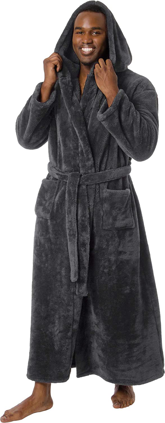 Ross Michaels Mens Robe Big & Tall with Hood - Long Plush 400GSM Luxury Fleece Bathrobe Apparel & Accessories > Clothing > Sleepwear & Loungewear > Robes Kylie Max   